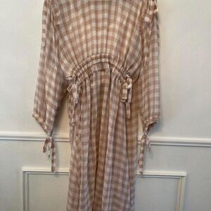 ASOS Beige Checkered Midi Dress